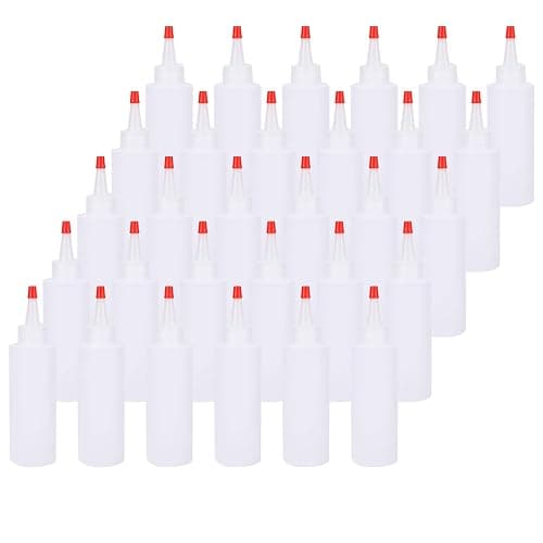 Bekith 30 Pack Small Plastic Squeeze Condiment Bottles with Red Tip Cap, 4 Ounce Squirt Bottle For Ketchup, BBQ, Sauces, Syrup, Condiments, Dressings, Arts and Crafts - Image 1