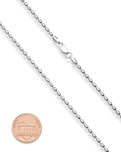 Miabella Italian 925 Sterling Silver Oval Bead Ball Chain Necklace Made in Italy thumbnail 2