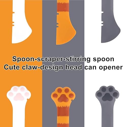 Tinoaly 3 Pcs Dog Cat Food Spoon, Cute Paw Spoon for Wet Food Silicone Can Opener Multifunctional Pet Spatula Scoop Mixing Spoons for Cat Dog Supplies (White, Orange & Dark Grey) thumbnail 5