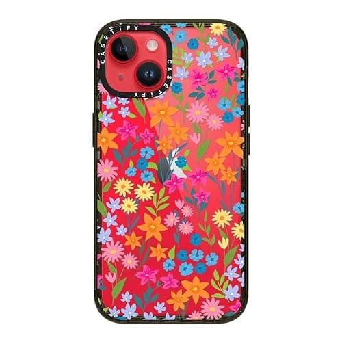 CASETiFY Impact iPhone 14 Case [4X Military Grade Drop Tested / 8.2ft Drop Protection] - Bright Spring Flowers - Glossy Black thumbnail 5