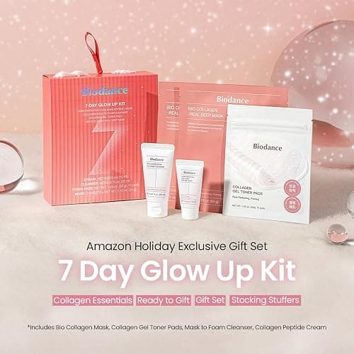BIODANCE 7 Day Glow Up Kit: Holiday Collagen Gift Set for Glass-Skin, Christmas Gift, Stocking Stuffers for teen girls, Korean Skincare with Mask to Foam Cleanser, Toner Pads, Moisturizer, Gel Masks thumbnail 2