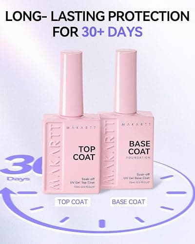 Makartt Gel Top and Base Coat Set 2 PCS 15ml No Wipe Long Lasting | Upgrade Diamond-Shine Base and Top Coat Gel Nail Polish Soak Off UV LED Lamp Needed Home DIY Salon Gift Women thumbnail 5