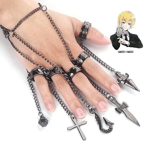 Anime HXH Kurapika Charm Bracelet - Anime HXH Cosplay Five Finger Rings Bracelet For Women Men - Best Stuff for Collection Jewelry Halloween Cosplay Gifts thumbnail 2