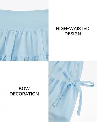 Stelle Girls Tiered Tennis Skirt with Built-in Shorts, Pockets & Bows | Athletic Skirts, Density Chiffon, Bow Detail, Built-In Shorts, High Waisted, Lightweight, Breathable, Running, Cute Style thumbnail 5