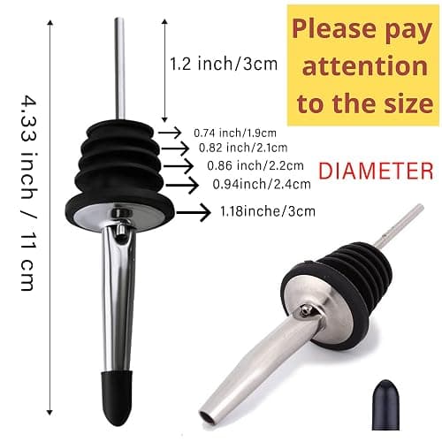 LanMa Olive Oil Spout Pourer, 2PCS Stainless Steel Liquor Bottle Pourers Spouts with Rubber Dust Caps thumbnail 3