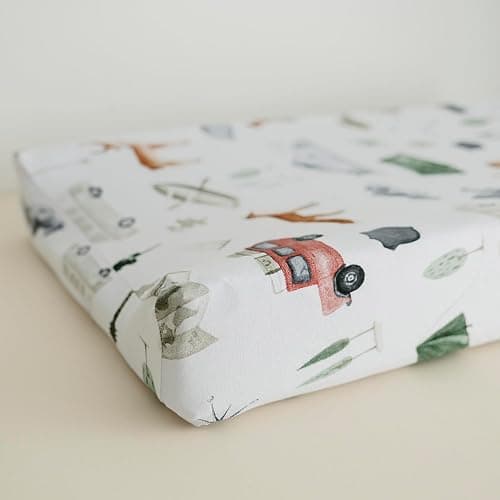 Pobibaby - 2 Pack Premium Pack N Play Sheets Fitted for Standard Pack and Plays and Mini Cribs - Ultra-Soft Cotton Blend, Stylish Woodland Pattern, Safe and Snug for Baby (Explore) thumbnail 8