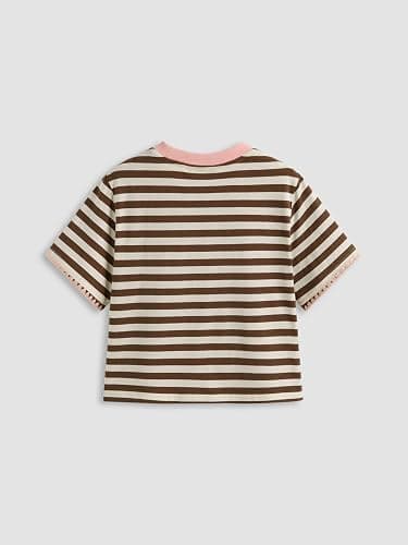 CIDER Women Stripe Crop Boxy Top Oversized Summer Crew Neck T-Shirt Cotton-Blend Short Sleeve Tee thumbnail 5