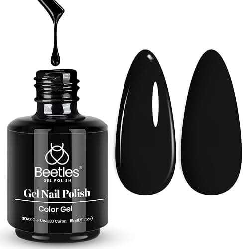 Beetles Black Gel Polish, 1 Pcs 15ml Audrey Black Nail Polish Color Gel Nail Polish Soak Off Art Manicure Salon DIY Uv Lamp Nail Design Decoration at Home - Image 1