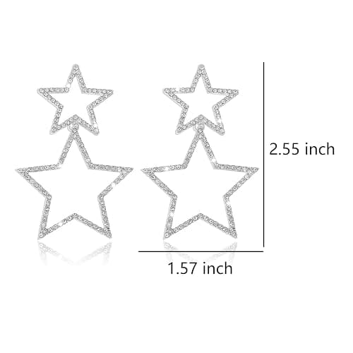 Ymimanchil Star Earrings for Women Silver Star Earrings Dangle Rhinestone Star Stud Earrings Rhinestone Big Star Dangle Earrings thumbnail 5