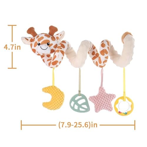 Apricot Lamb Baby Spiral Car Seat & Stroller Activity Toy, Features Plush Giraffe Character Hanging Rattles Toys, Gentle Rattle Sound & Soft Teether for Baby, 8-26 Inches thumbnail 3