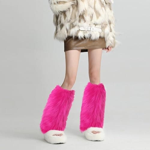XEPST Faux Fur Fuzzy Leg Warmers Furry Boot Covers for Women, Warm Fuzzy Boot Cuff Boot Sleeves Leg Warmers for Party Costume thumbnail 3