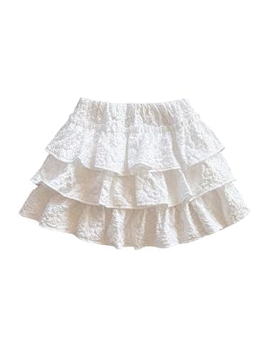 SOLY HUX Girl's Ruffle Mini Skirt Elastic Waist Layered A Line Textured Summer Skirts - Image 1