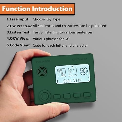 Mini CW Trainer Morse Code Trainer with Display, Moore Simo Wales Code Shortwave Radio Telegraph Key Car Key Learning CW Radio for Telegraph Practice with Charging Cable(Green) thumbnail 3