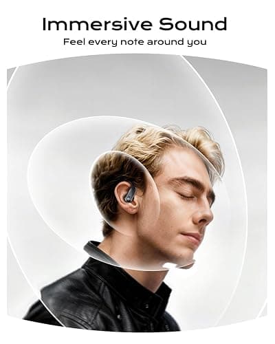 Wireless Earbuds Bluetooth 5.3 Sport Headphones with Earhooks,IPX7 Waterproof Earphones,48H Playtime Earbuds,Lightweight 7.8g,Noise Cancelling Mic Bluetooth Headphones for Running & Workout-Black thumbnail 5