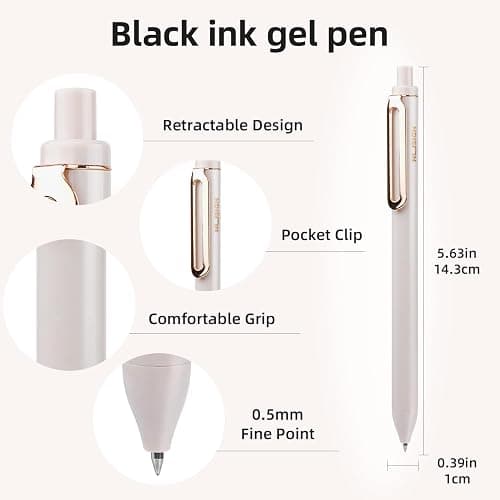 NUSIGN Gel Pens, 0.5mm Retractable Black Ink Rolling Ball Gel Pen,5 Pcs | Fine Point, Quick Dry ,Smooth Writing, No Bleed for Journaling Note Taking, Home School Office Supplies thumbnail 3