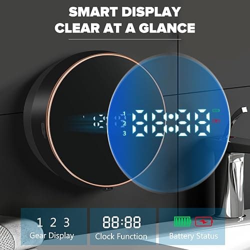 Automatic Soap Dispenser Foam Bathroom: Wall Mount Rechargeable Touchless Adjustable Auto Smart Electric Plastic Black Foaming Soap Dispenser with Clock - Kitchen - Hand Dish Lotion Couple Kids thumbnail 3