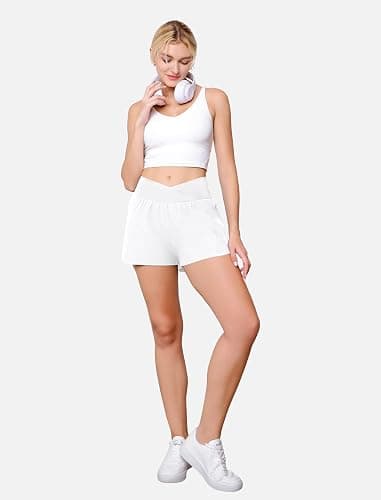 FireSwan Crossover Athletic Shorts for Women 2 in 1 Flowy Running Shorts with Pockets Spandex Butterfly Workout Tennis Skorts thumbnail 4