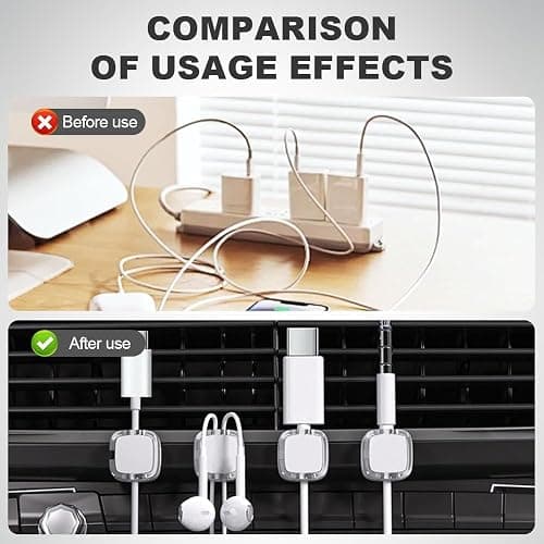 6 Pack Magnetic Cable Clips, Cord Organizer Holder, Strong Adhesive Desk Cable Management Organizer, Phone USB Charging Cords Wire Holder Organizer for Home, Office, Car, Desk, Nightstand (Purple) thumbnail 4