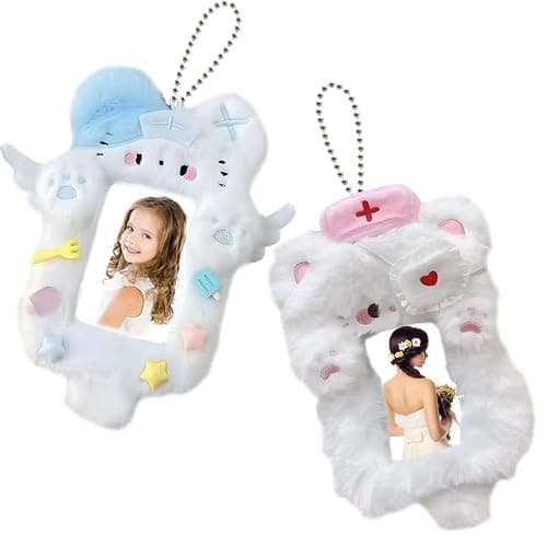 Kitten Nurse-Theme Photocard Holder with Clear Window -2 Pieces Plush Badge Case for Student Cards, ID, Bus Card & More - Image 1