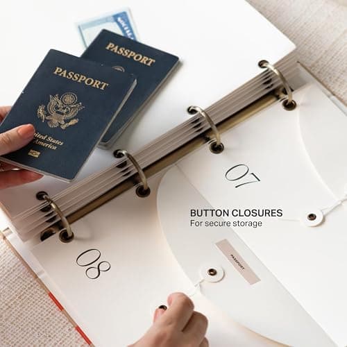 DailyDocs Document Organizer Binder – Premium Linen Folder System with Full & Half-Page Envelopes for Important Papers, Passports, Birth Certificates & More thumbnail 5