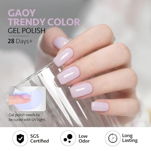 GAOY 42 Pcs Gel Nail Polish Kit, Pastel Jelly Pink Green Shimmer Colors All Seasons Gel Nail Polish Set with Glossy & Matte Top Coat and Base Coat for Salon and DIY Manicure at Home thumbnail 5