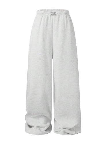 OYOANGLE Girl's Baggy Sweatpants Elastic Waist Letter Patched Straight Leg Pants Workout Open Bottom Trousers - Image 1
