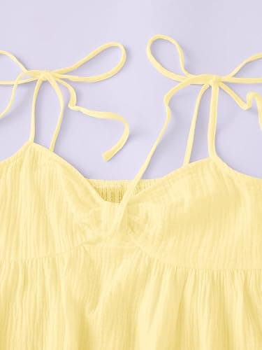 SOLY HUX Women's Tie Shoulder Y2k Cami Sun Dress Cute Spaghetti Strap Casual Summer A Line Short Mini Dresses thumbnail 4
