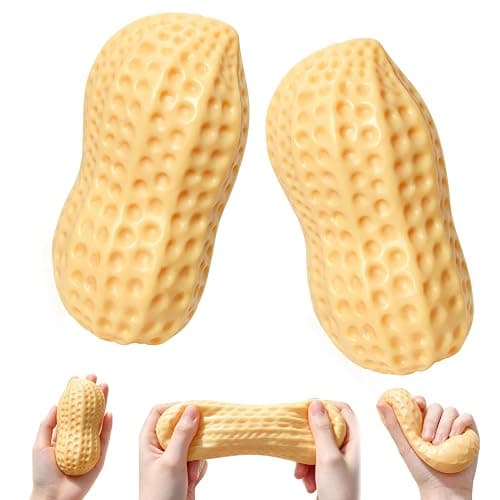 2 Pcs Peanut Squishy Fidget Toys,Squeezy Squishy Peanut for Adults Kids,Cute Sensory Stretchy Squeeze Toys Anxiety Relief Focus Stress Relief Ball Squishy Toys for Office Home Work Study Relaxation - Image 1