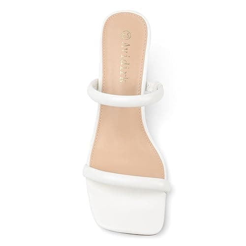 Avidirk Women's Square Open Toe Heeled Sandals Two Strap Mules Slip On Block Chunky Mid Heels Sandals thumbnail 3