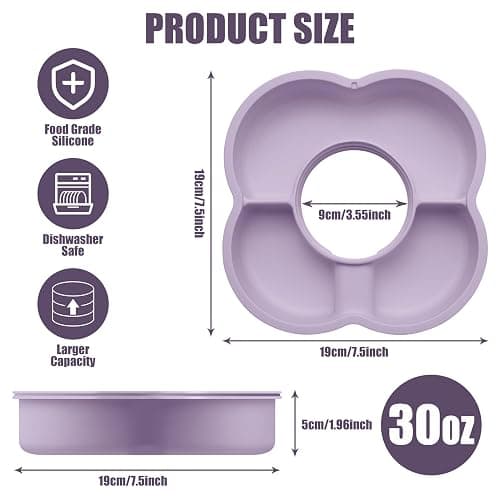 Zonyee Snack Bowl with Lid for Stanley 30 oz Tumbler with Handle, Silicone Snack Tray Snack Ring for Stanley Cup Accessories, Suitable for Car Cup Holder or Outdoor, Orchid thumbnail 2