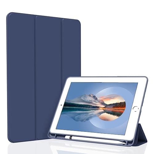 Divufus Case for iPad 10.2 2021/2020/2019, Smart Lightweight Trifold Stand Cover, Auto Sleep/Wake Soft TPU Pencil Holder Case for iPad 10.2 inch 9th/8th/7th Generation - Navy Blue - Image 1