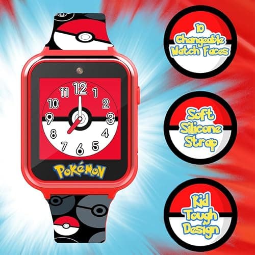 Accutime Pokemon Pokeball Touchscreen Kids Smart Watch - Red Interactive Educational Toy Watch with Camera, Alarm, Calculator for Boys & Girls - POK4230AZ thumbnail 4