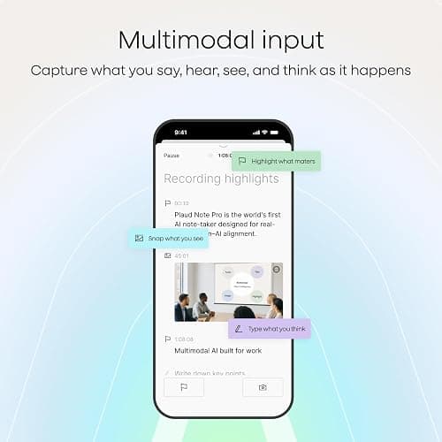 Plaud Note AI Voice Recorder, Voice Recorder w/Case, App Control, AI Transcribe & Summarize, Support 112 Languages, 64GB, Audio Recorder for Lectures, Meetings, Calls, Black, Non-Pro Version thumbnail 3