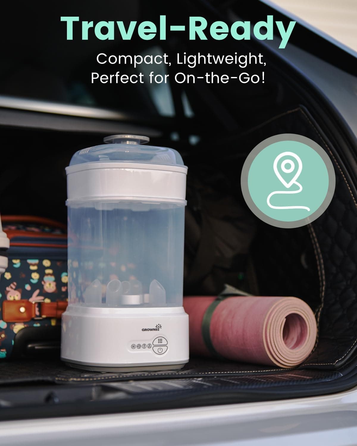 GROWNSY Bottle Steriliser and Dryer, Compact Electric Steam Baby Bottle Sterilizer, Bottle Sanitizer for Baby Bottles, Pacifiers, Pump Parts, White thumbnail 6