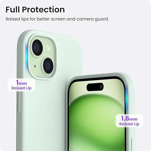 ORNARTO Compatible with iPhone 15 Case 6.1, Slim Liquid Silicone 3 Layers Full Covered Soft Gel Rubber Phone Case, Anti-Scratch Shockproof Protective Cover 6.1 Inch, Light Green thumbnail 4