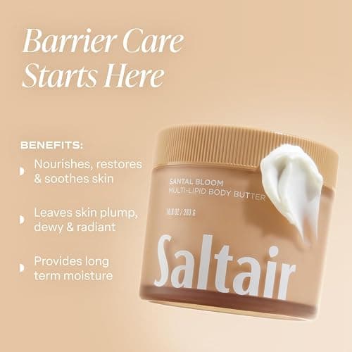 Saltair Multi-Lipid Body Butter - Rich, Nourishing Santal Bloom Hydrating Body Cream with Ceramide Complex, Coconut Oil, Shea Butter, and Sea Buckthorn. Deep Moisturizing Dry Skin Care. 10oz Jar thumbnail 3