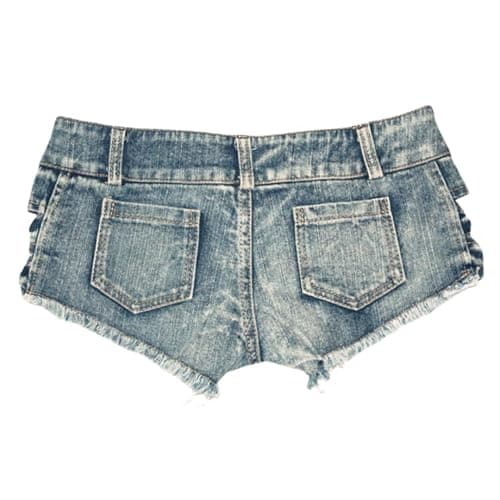 RSBFK Women's Stretchy Frayed Hem Denim Shorts Low Rise Booty Shorts for Beach Party Wear thumbnail 2