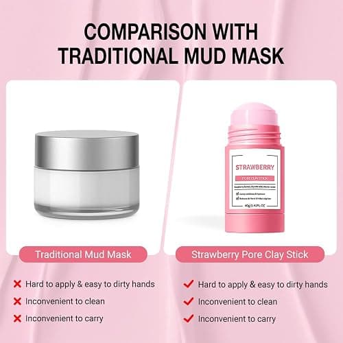 FeiCuiYun Clay Mask For Face Skincare, Blackhead Remover Face Mask with Strawberry Extract, Deep Pore Cleansing, Moisturizing, Skincare Facial Mask for Refining Pores and Controlling Oil, 40g/1.35oz thumbnail 6