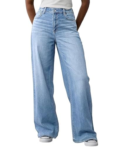 Mars power Women's Wide Leg Jeans High Waisted Baggy Straight Leg Loose Stretchy Casual Denim Pants - Image 1