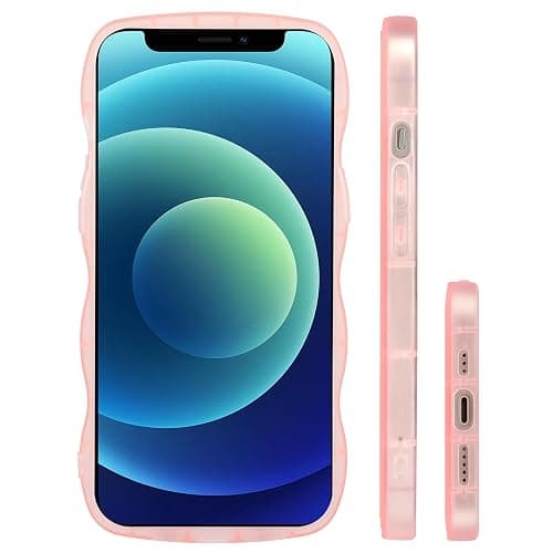 Dumkery Cute Case Compatible with iPhone 12 Case, Clear Pink Curly Wave Frame Anti Slip Soft TPU Shockproof Case Cover for Girls Women thumbnail 3