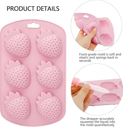 4 Pack Fruit Shaped Silicone Molds, Strawberry Pineapple Lemon Watermelon Ice Cube Trays, Food Grade Silicone Chocolate Candy Soap Molds for Baking, DIY Crafts, Party Decorations thumbnail 5
