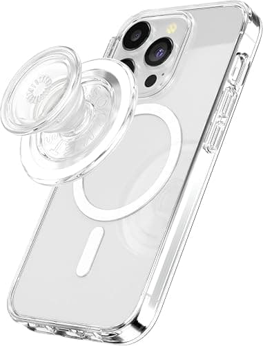PopSockets Phone Grip for MagSafe with Kickstand, Magnetic Stand, Swappable Top, Secure Hold for iPhone MagSafe Cases, Phone & Tablet Grip - Clear - Image 1