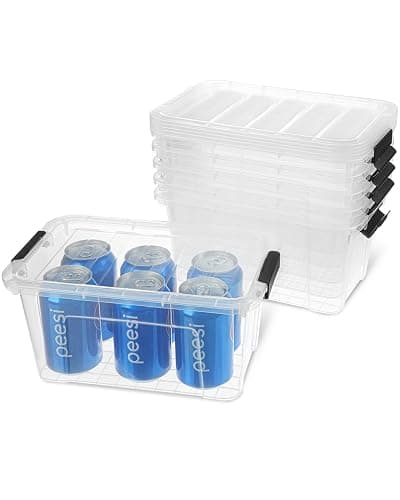 EOENVIVS Plastic Storage Bins with Lids 6 Pack, 7 Quart Storage Containers With Black Buckle Latch, Stackable Storage Organizers for Home Pantry Office Classroom Organization, Clear thumbnail 8