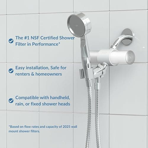 Weddell Duo Shower Filter - NSF Certified Shower Filter, High Pressure Activated Carbon Filter, Removes Chlorine, PFAS & Particulates, Clinically Tested For Healthier Skin & Hair (Black) thumbnail 7