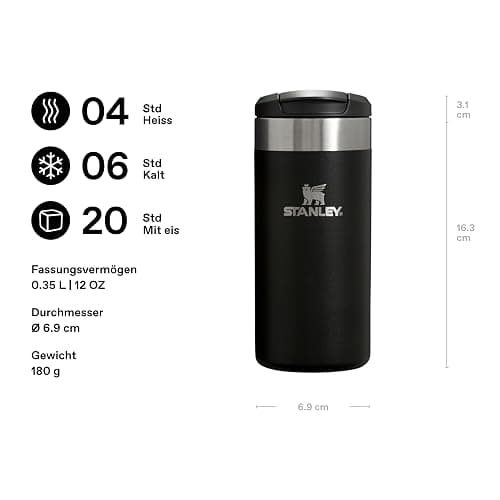 STANLEY Aerolight Transit Thermobecher 0.35L - Hält 4 Stunden Heiß - Spülmaschinenfest - Kaffeebecher To Go Auslaufsicher - Kompatibel Mit Gängigen Pkw-Getränkehalterungen - Thermosflasche - Black thumbnail 2