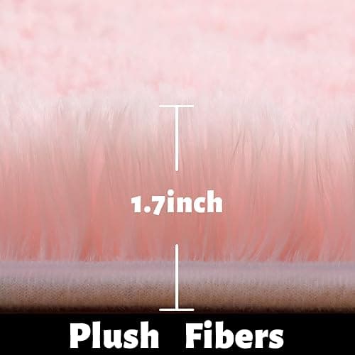 Pink Area Rugs for Bedroom Girls, Living Room Decor, Fluffy Fuzzy Shag Rug 4x6 for Kids Room, Soft Cute Indoor Floor Carpet for Baby, Teen, Nursery, Preppy Dorm, Playroom, Plush Aesthetic Bedside Rug thumbnail 2