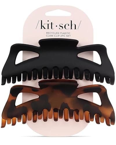 Kitsch 5 Inch Large Claw Clips for Thick and Long Hair | Strong Grip Jumbo Claw Clip for All-Day Hold | 2pcs Matte Oversized Hair Accessories | Ideal Gifts for Women - Black & Tortoise Design thumbnail 7
