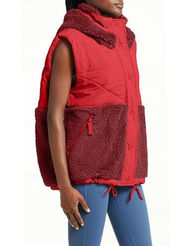 Imily Bela Womens Winter Sherpa Fleece Vest Stand Collar Button Down Sleeveless Jacket Casual Hooded Coat Outerwear thumbnail 3
