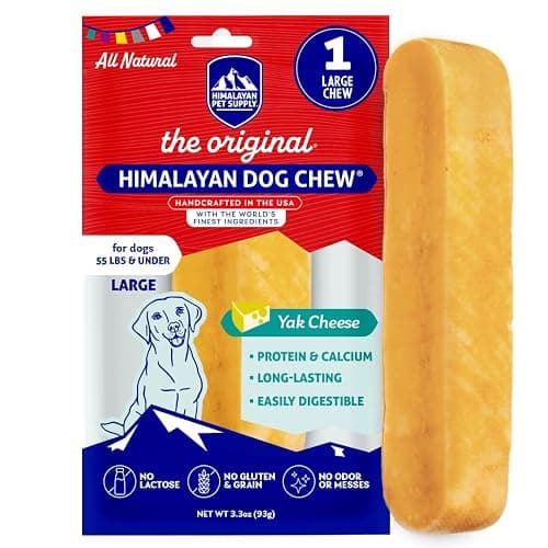 Himalayan Dog Chew Original Yak Cheese Chew, 1 Large Stick, 3.3 oz, Gluten Free, Healthy Treats, Grain & Lactose Free 100% Natural, Long Lasting for Dogs Under 55 lbs - Image 1