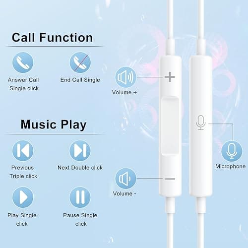 2 Packs USB C Wired Headphones for iPhone 16/15 Pro Max Plus, Type C Earbuds with Mic & Volume Control Nosie Reduction, Earphones HiFi Stere for iPad Pro, Galaxy S23/S22/S21/S20/Ultra Note 10/20. thumbnail 5